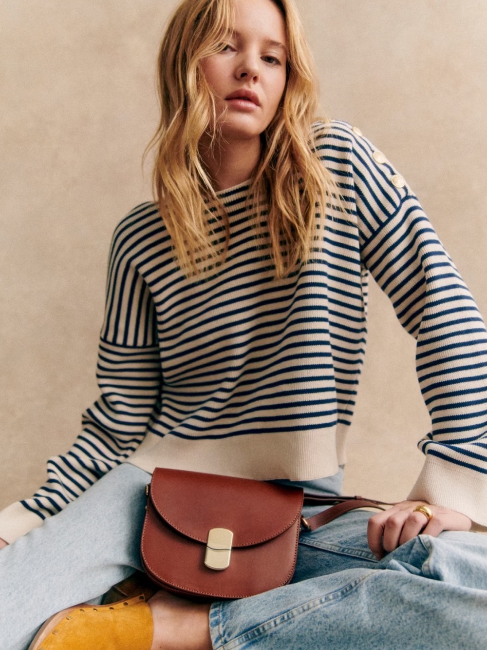 NWT Sezane Daisy Jumper in Natural/Navy size XS and S - Picture 4 of 8